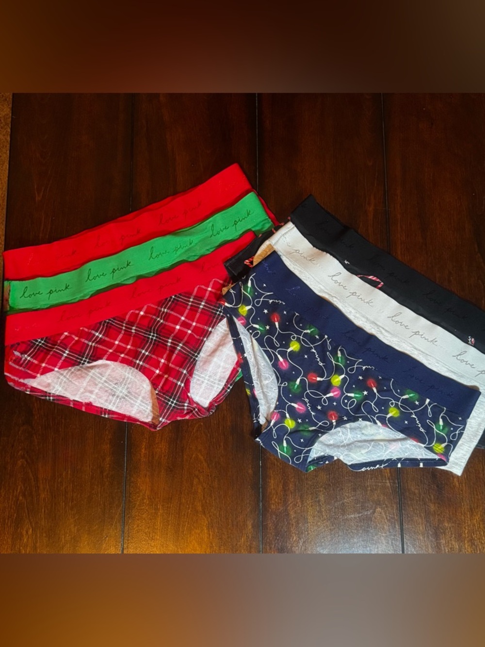 Pink Women’s Holiday Christmas Panties: 6 pack Large